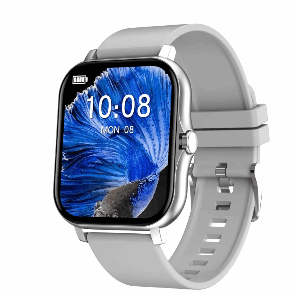 white Y13 Smart Watch with 1.69″ HD touchscreen showing heart rate data, paired with a silicone strap on a white background